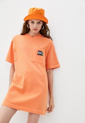 Платье Nike W NSW WASH DRSS. Цвет: оранжевый