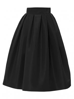 Шелковая пышная юбка-миди шале , черный Carolina Herrera