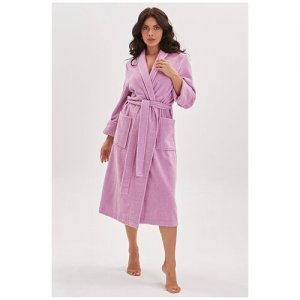 Халат средней длины, длинный рукав, банный, размер XL, фиолетовый EvaTeks. Цвет: фиолетовый