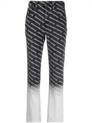 Прямые джинсы средней посадки Alexander Wang. Цвет: серый