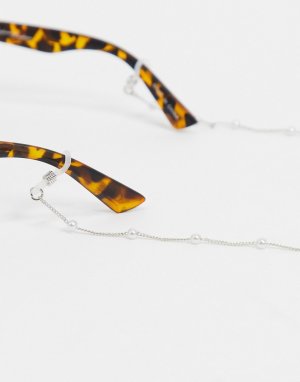 Серебристая цепочка для солнцезащитных очков с искусственными жемчужинами -Серебряный DesignB London