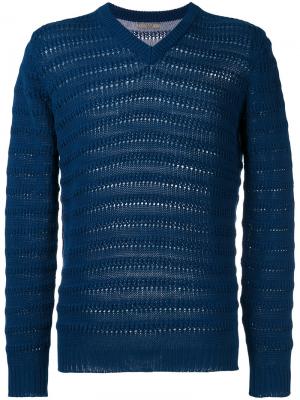 Пуловер с отделкой в рубчик Nuur. Цвет: синий