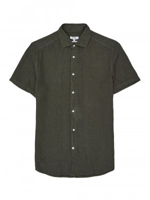 Льняная рубашка с короткими рукавами , оливковый Reiss