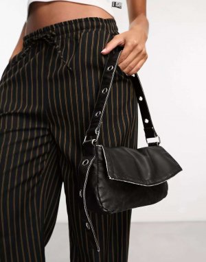 Черная сумка через плечо с проушинами и ремешком петельками ASOS