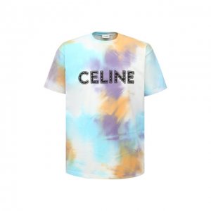 Хлопковая футболка Celine. Цвет: разноцветный