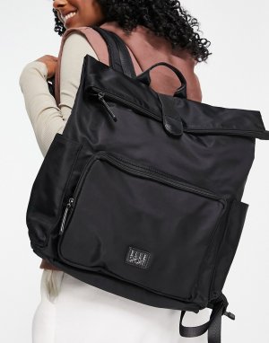 Черный нейлоновый рюкзак-тоут с отворотом -Черный цвет Elle Sport