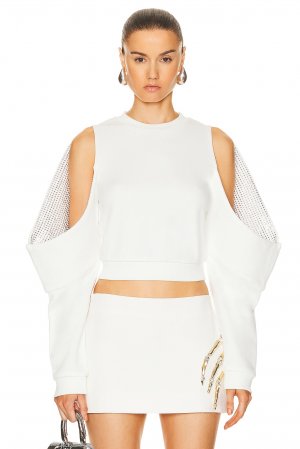 Свитер Crystal Embellished Cold Shoulder Sweatshirt, белый Area
