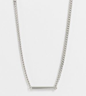 Эксклюзивное серебристое ожерелье с плоской подвеской -Серебряный DesignB London Curve