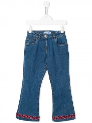 Расклешенные джинсы с узором зигзаг Mi Sol. Цвет: синий