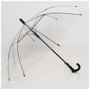 Зонт детский для девочек и мальчиков прозрачный со свистком цветной ручкой, ручка черная Baziator