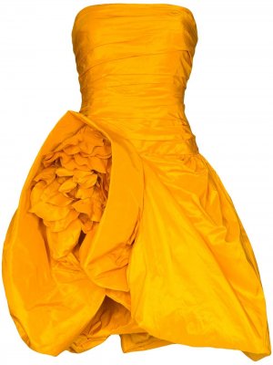 Вечернее платье мини без бретелей Oscar de la Renta. Цвет: желтый