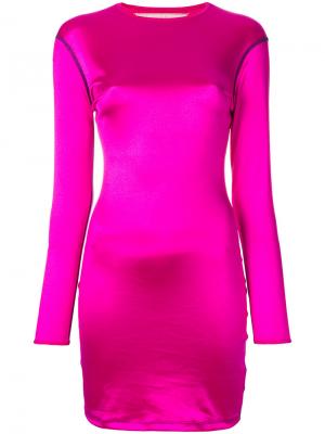 Облегающее платье с длинными рукавами Eckhaus Latta. Цвет: розовый и фиолетовый