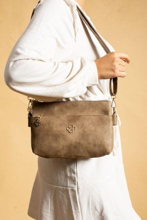 Женская сумка через плечо на молнии с регулируемым ремешком и 3 отделениями BAG4944-23Volume , норка Pembe Potin