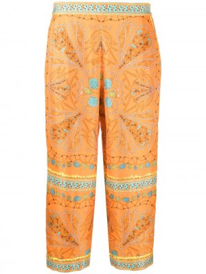 Укороченные брюки с абстрактным принтом Emilio Pucci. Цвет: оранжевый