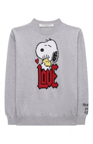 Хлопковый пуловер Philosophy di Lorenzo Serafini Kids. Цвет: серый