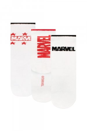 Набор спортивных носков с логотипом, 3 шт. , белый Marvel