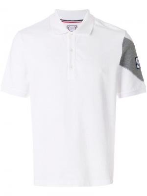 Рубашка-поло с заплаткой лготипом Moncler. Цвет: белый