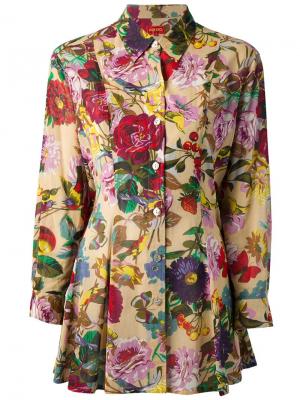 Блузка-туника с цветочным принтом Kenzo Vintage. Цвет: телесный