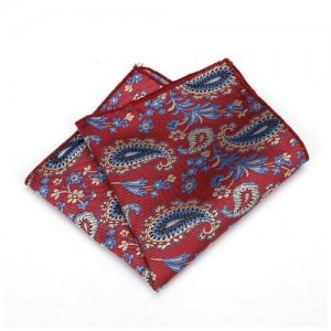 Нагрудный платок в карман пиджака мужской красный с узором пейсли 2beMan. Цвет: красный/бежевый/синий