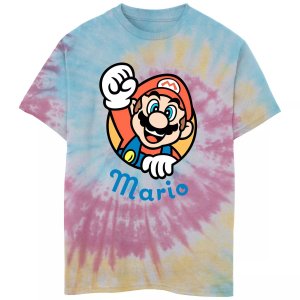 Футболка Mario Bros Heart Tie Dye для мальчиков 8–20 лет Nintendo