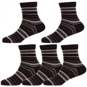 Комплект из 5 пар детских носков LORENZLine коричнево-серые, размер 14-16. Цвет: серый/коричневый