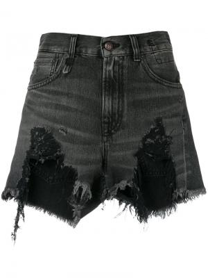 Состаренные джинсовые шорты R13. Цвет: черный