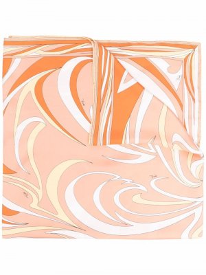 Шелковый платок с принтом Vortici Emilio Pucci. Цвет: оранжевый