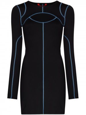 Платье мини Atomic Sport с длинными рукавами Eckhaus Latta. Цвет: черный