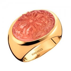 Кольцо , стекло, размер 16.6, коралловый, золотой NINA RICCI. Цвет: коралловый/золотой