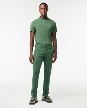 Мужские брюки чинос узкого кроя из габардина, темно-зеленый Lacoste. Цвет: зеленый