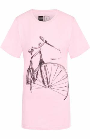 Удлиненная футболка прямого кроя Dedicated. Цвет: розовый