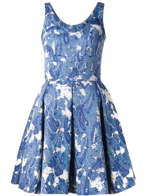 Плиссированное платье в принт Jonathan Cohen. Цвет: синий