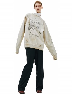 Бежевый свитшот с винтажной обработкой Saint Michael