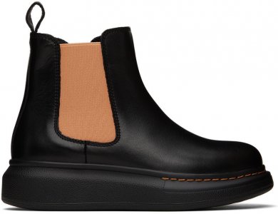 Детские черно-оранжевые негабаритные ботинки челси Alexander McQueen