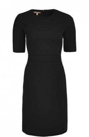 Шерстяное приталенное платье с коротким рукавом Michael Kors. Цвет: черный