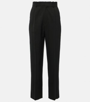 Прямые брюки из смесовой шерсти с высокой посадкой , черный Victoria Beckham