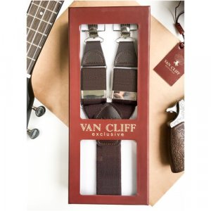 Подтяжки , натуральная кожа, металл, подарочная упаковка, длина 110 см., коричневый Van Cliff. Цвет: коричневый