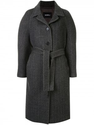 Однобортное пальто с узором в елочку Goen.J. Цвет: черный