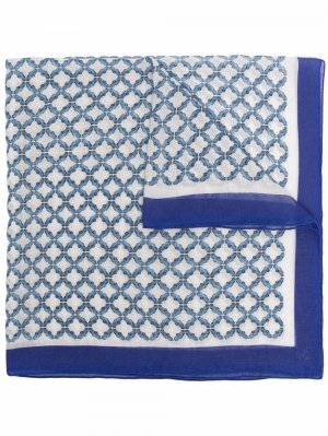 Шелковый платок с геометричным принтом Corneliani. Цвет: синий