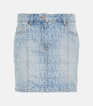 Джинсовая мини-юбка Allover VERSACE, синий Versace