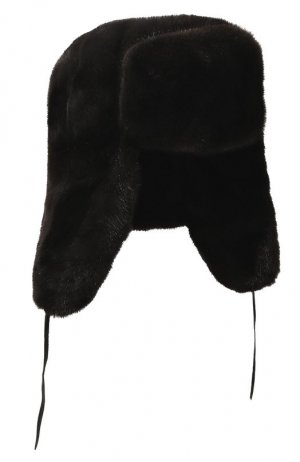 Норковая шапка-ушанка FurLand. Цвет: чёрный