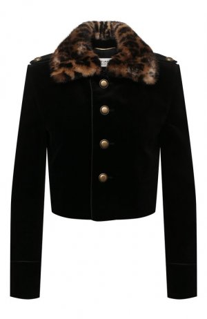 Куртка с меховым воротником Saint Laurent. Цвет: чёрный