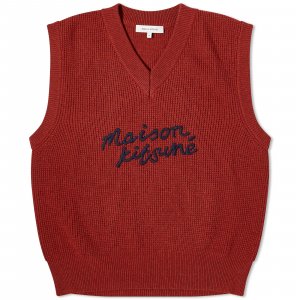 Жилет Maison Kitsune Handwriting Logo Oversize, цвет Burnt Red Kitsuné