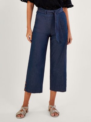 Укороченные брюки Denim на пуговицах, синий джинсовый Monsoon