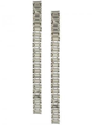Длинные серьги с декором из кристаллов Alberta Ferretti. Цвет: металлик