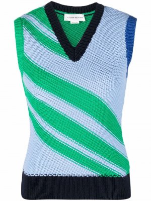Striped-knit vest top Victoria Beckham. Цвет: зеленый