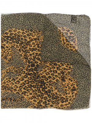 Платок с леопардовым принтом Saint Laurent. Цвет: нейтральные цвета