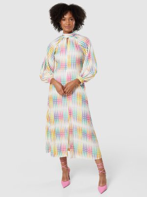 Платье миди-трапеции с высоким воротником , Многоцветный Closet London