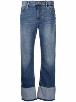 Прямые джинсы с контрастным подолом Emporio Armani. Цвет: синий