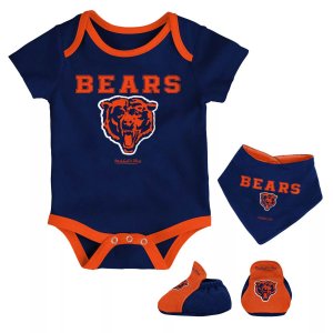 Для новорожденных и младенцев Mitchell & Ness Темно-синий/оранжевый комплект боди с нагрудником пинетками Chicago Bears Throwback Unbranded